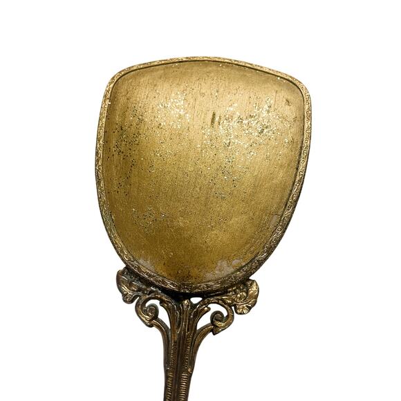 Vintage Gold Tone Ornate Vanity Hand Held Mirror - Picture 5 of 8